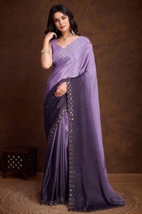 2-Tone Shaded Chinon Saree