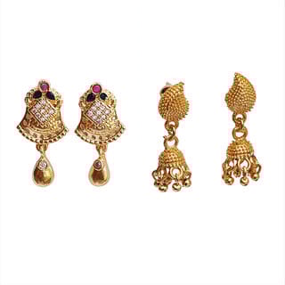 Earring brass plating alloy steel for girls (pack of 2)