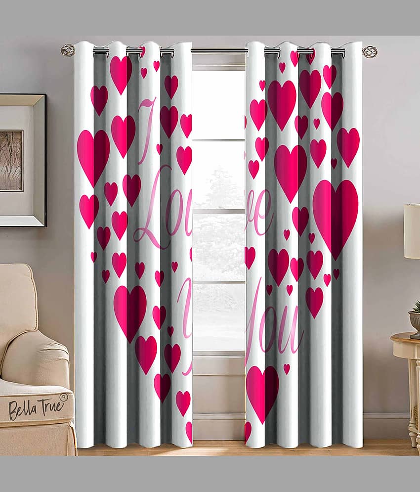 BELLA TRUE  Set of 2 Long Door SemiTransparent Eyelet Polyester Multi Color Curtains ( 270 x 113 cm )