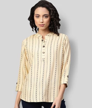 HIGHLIGHT FASHION EXPORT Women's Viscose A-Line Top ( Beige )