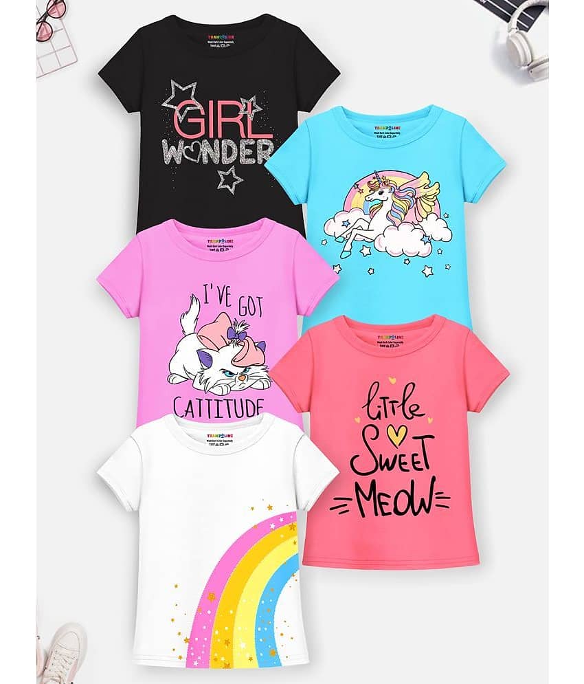 Trampoline Pack of 5 Girls Cotton Blend T-Shirt ( Multicolor )