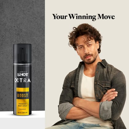 Layer'r Shot Xtra Boost Fragrant Body Spray For Men - 120ml | Premium Long-Lasting Deodorant with Bergamot, Lavender & Woody Notes | Perfect For Office, Parties & Dates | Ideal Gift For Men