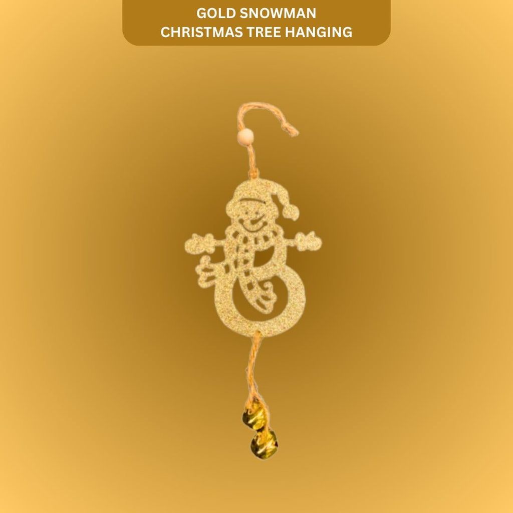 Christmas Tree Ornaments - Glitter Gold Snowman Hanging Decoration - 1PC - Party and Festive Needs | Buy online on ZillyBuy