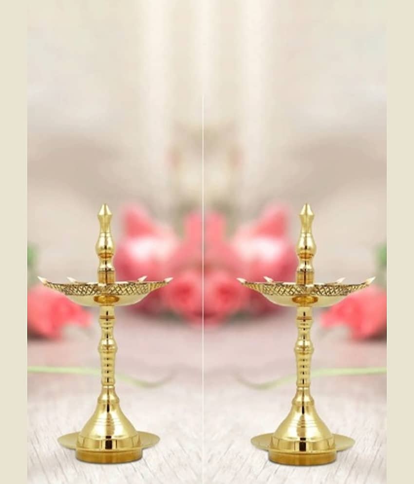 FASHION BIZZ Brass Floor Diya - Pack of 2
