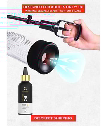 Male Enlargement Pump with Natural Growth Penis Enlargement  Oil By Kaamraj Aysuh Ayurveda with Free Calmras Lube by Naughty Nights