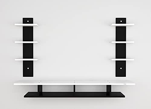 DAS Volker Wall Mount TV Entertainment Unit/with Set Top Box Stand and Wall Shelf Display Rack for Living Room Black & White (Ideal for up to 55") Screen