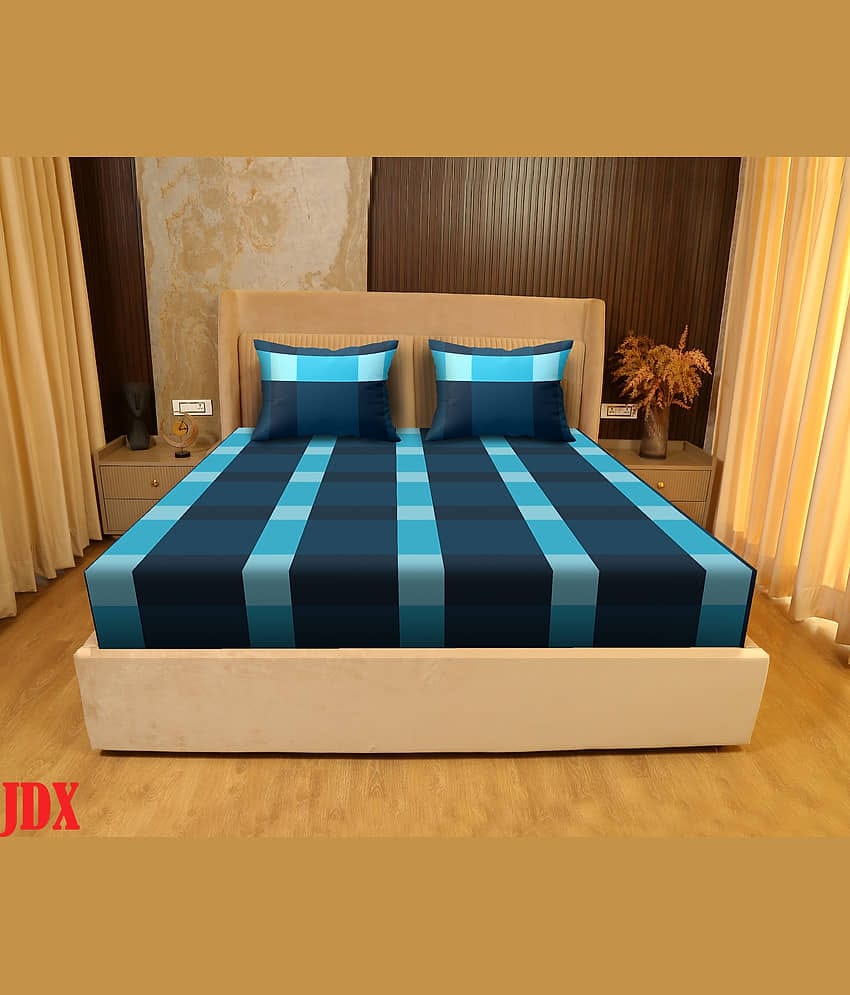 JDX Microfibre Vertical Striped Fitted ( Queen Size ) - Multi