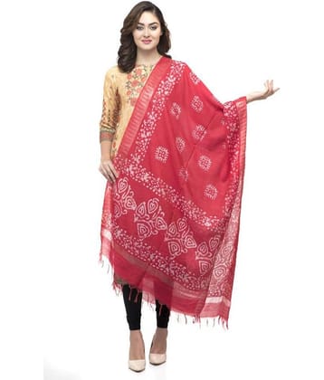 A R Silk Red Cotton Batik Dupatta