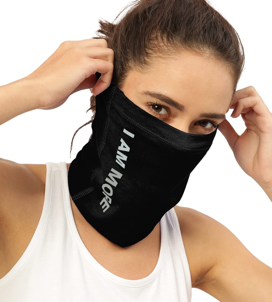 FREECULTR Unisex Bamboo Bandana, Anti Microbial Super Soft & Comfort Fit, Breathable Multipurpose Headband, Face Mask for Dust Protection and Sun - Size Printed Pack of 2-Cuban Peach, Black