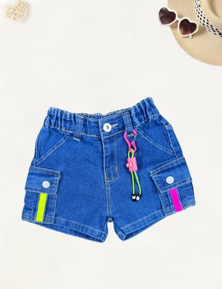 Girls Denim Shorts [GS-973] [1-12Years]-1-2Y (Size - 18) / Denim