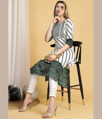 TRAHIMAM Cotton Striped Kurti With Pants Women's Stitched Salwar Suit - Green ( Pack of 1 )