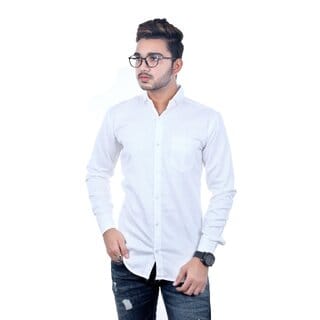Baleshwar Men White Solid Casual Shirt (Pack of 1)