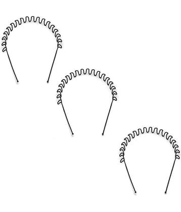 VSAKSH Women's Black Metal Zig Zag Hair band (Set of 3 Pcs)