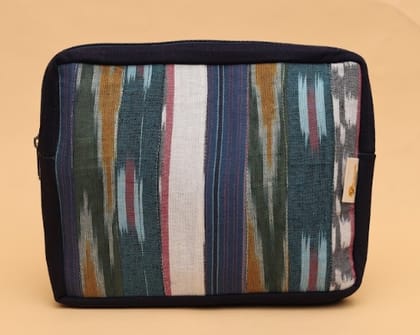 Accessory Pouch  Canvas, Jute and Denim with Ikat, Kalamkari, Embroidery and Tassels