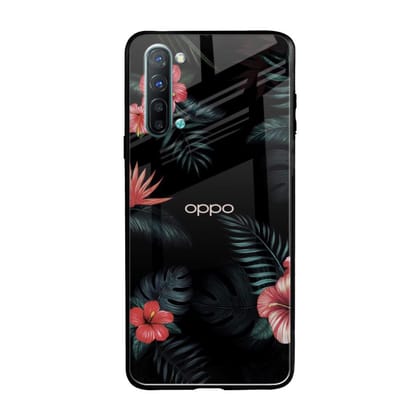 Tropical Art Flower Glass Case for Oppo Reno 3