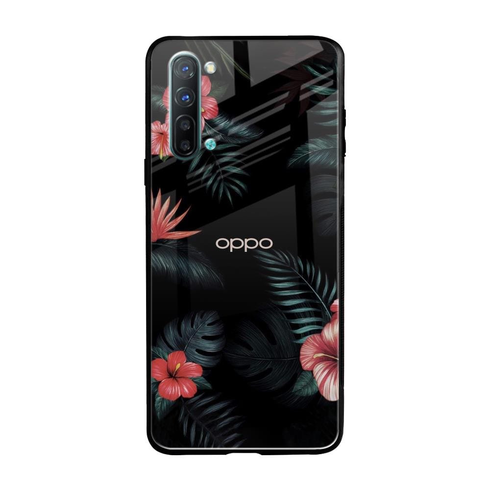 Tropical Art Flower Glass Case for Oppo Reno 3