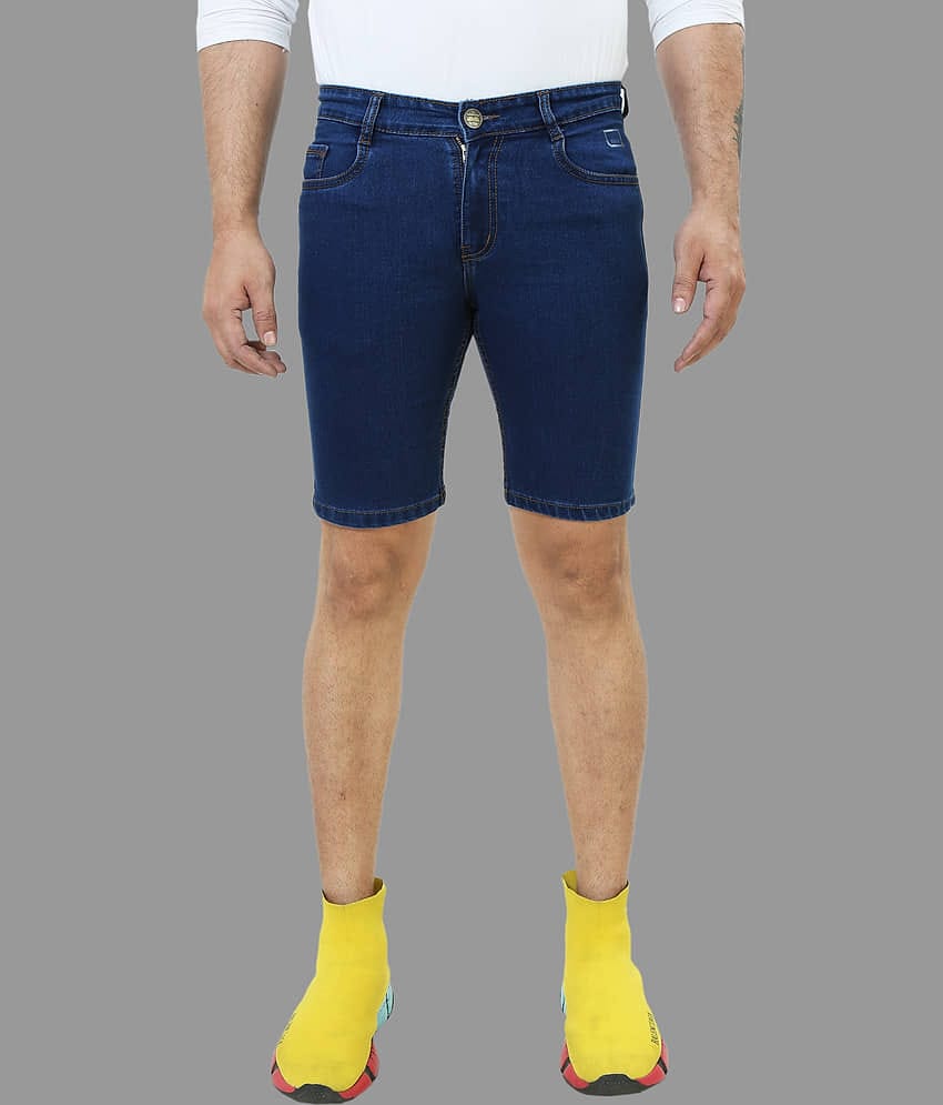 plounge Blue Denim Men's Denim Shorts ( Pack of 1 )