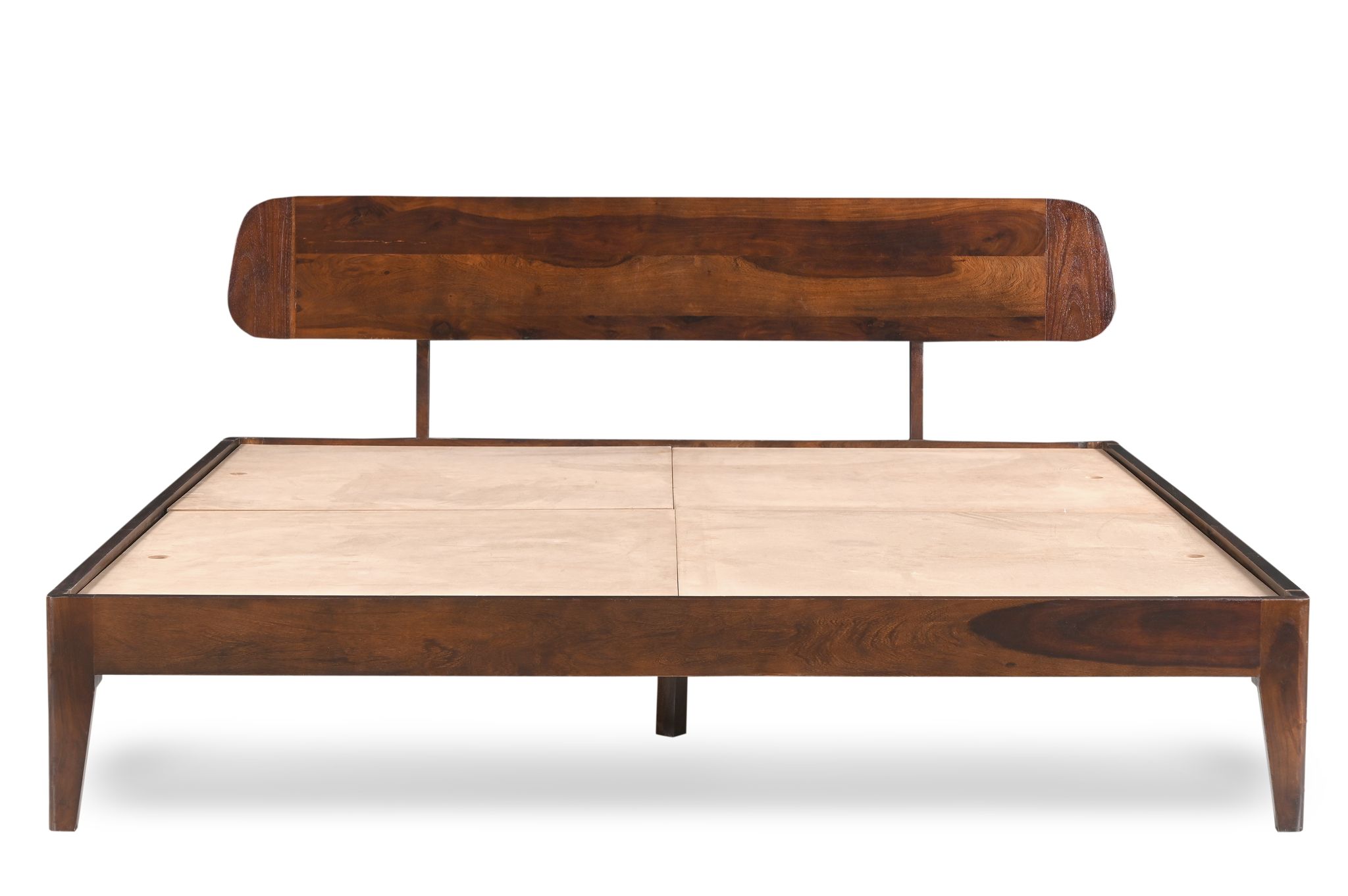 Wakeup India Sheesham Solid Wood Without Storage Bed | 3 Year Warranty | Fabica Low Height Queen Size Solid Wooden Bed ( Light Rosewood Colour Finish , Size - 78x60 inch )