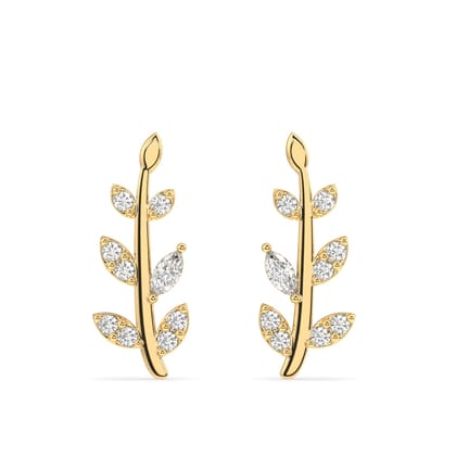 Luxury zircon paved leaf - Pair-14k Gold plated