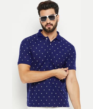 GET GOLF Pack of 1 Cotton Blend Regular Fit Printed Half Sleeves Men's Polo T Shirt ( Navy )