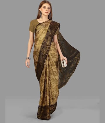 Sanwariya Silks Brasso Printed Saree With Unstitched Blouse Piece ( Khaki )