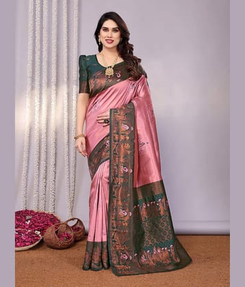 SARIK  FASHION Banarasi Silk Woven Design Regular Saree With Unstitched Blouse Piece ( Multicolor10 )