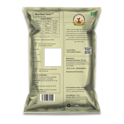 Sedya Three Millet Combo Whole Grains | Foxtail, Kodo & Pearl Millet | Certified Low GI | Korralu / Varagu / Sajje | Gluten Free | Unpolished, Toasted, No Soaking Required | High Plant Protein & Fibre | Total 1.5 Kg (500 g Each Pack)