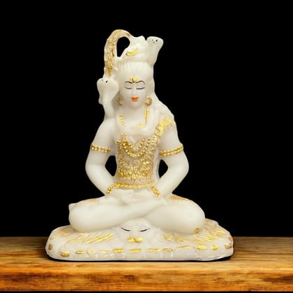 Shiv Samadhi Small Murti Marble Look Meditation Lord Shiva Samadhi Statue H- 15 cm-Compsite Marble