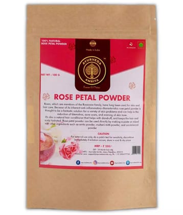 Ayurveda Amrita Pure, Natural & Organic Rose Petal Powder for Hair & Skin 100 Gram