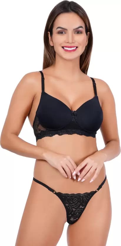 Gracewell Black Lingeries Set Bra & Panty  Black 32C