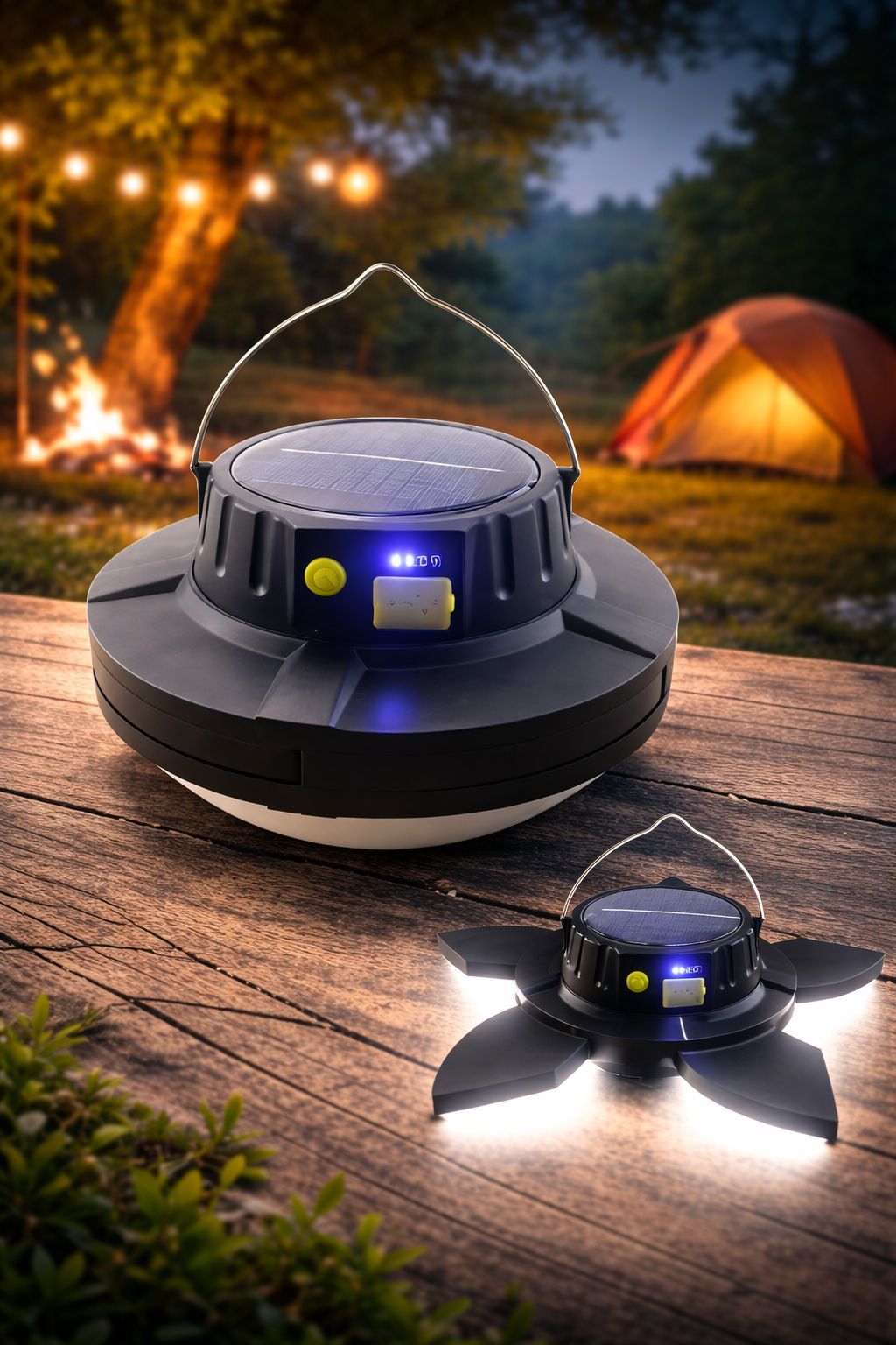 SPARKWORLD Solar Led Rechargeable Emergency Light Waterproof USB Portable 60W Hanging Camping Lamp, for Home, Outdoor and Indoor (ABS, Cool White, Pack of 1) | Colour: Black