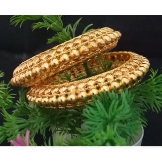 2PC Patla Style Gold Plated All Occassions Bangle Set 2.4 inch