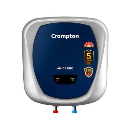 Crompton Amica Pro 10L 5Star Storage Water Heater (Geyser) | Glassline Tank for Hard Water | Free Installation | 8 Bar HighRise Pressure | 5Level Safety | RustProof Body | 2kW Fast Heating Crompton Amica Pro 10L 5Star Storage Water Heater (Geyser) | Glas