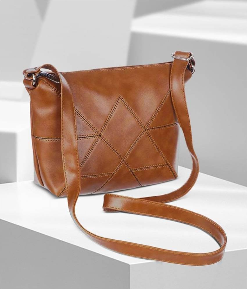 Leather Land Sling Bag P.U. Set of 1 ( Tan )