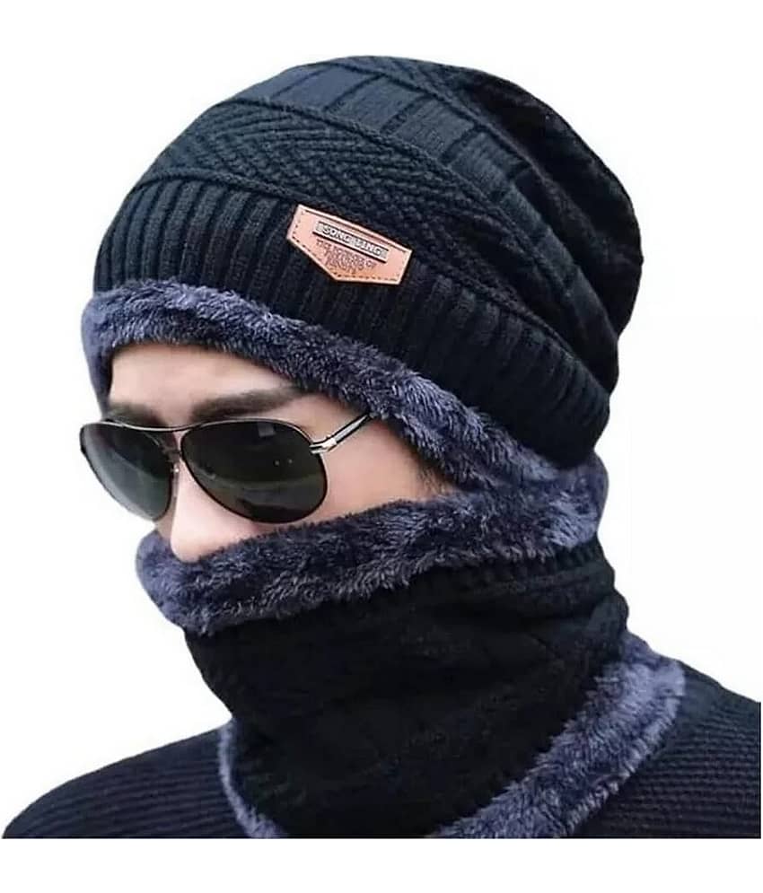 Infispace Blue Woollen Men's Cap ( Pack of 1 )