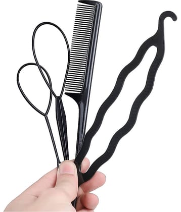 VSAKSH Women's Black Hair Accessories Tools (Combo of 4 Pcs)