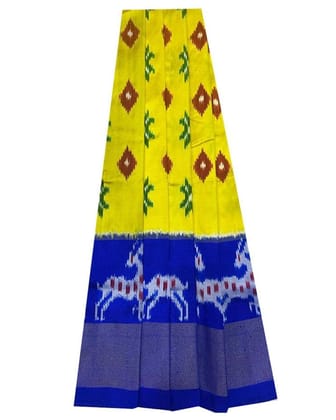 POCHAMPALLY IKKAT KIDS YELLOW WITH BLUE COLOR LEHENGA