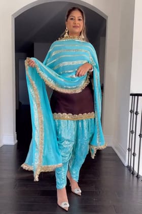 Party wear look top & dhoti salwar dupatta set