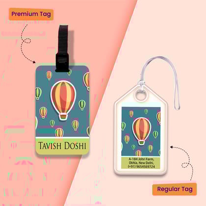 Personalized Bag Tags for Kids - Set of 5 - Vintage Hot Air Balloon Design-Regular Bag Tags