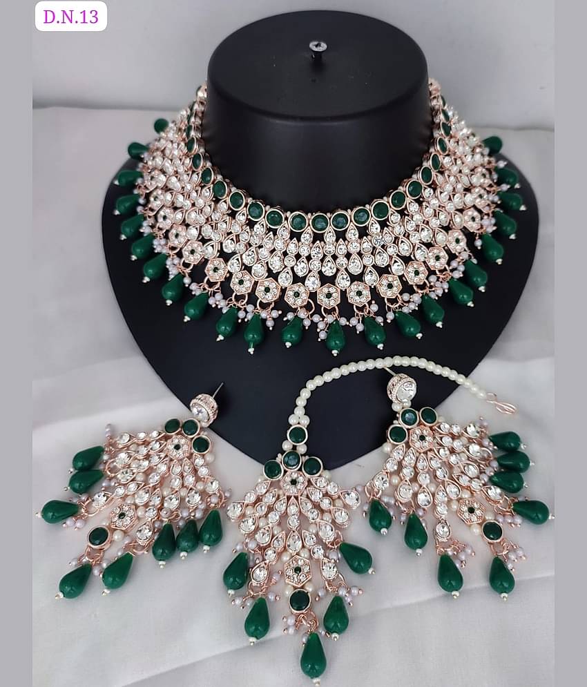 Padmavati Bangles Green Alloy Necklace Set ( Pack of 1 )