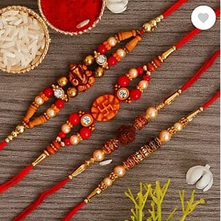 (Pack of 4) Antiqworld Tiranga Gold And Rhodium Plated Alloy Rakhi