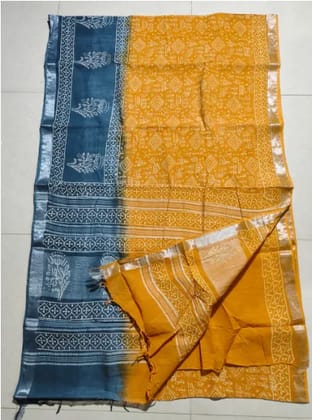 Cotton Linen saree with blouse