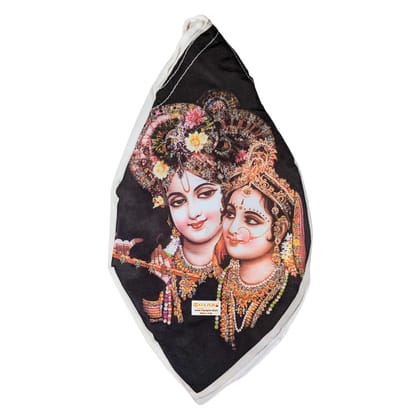 MAYAPURI Radha Krishna Printed Pure Cotton Gomukhi Japa Mala Bag, Beads Bag or Chanting Bag with Zip Pocket and Sakshi Mala Counter, Pack of 1