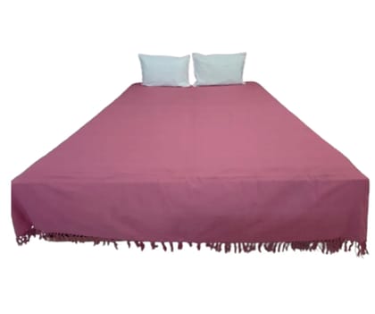 Dhaga Vishwas Ka Handloom Cotton Pink Double Bed Sheet with Pillow Covers