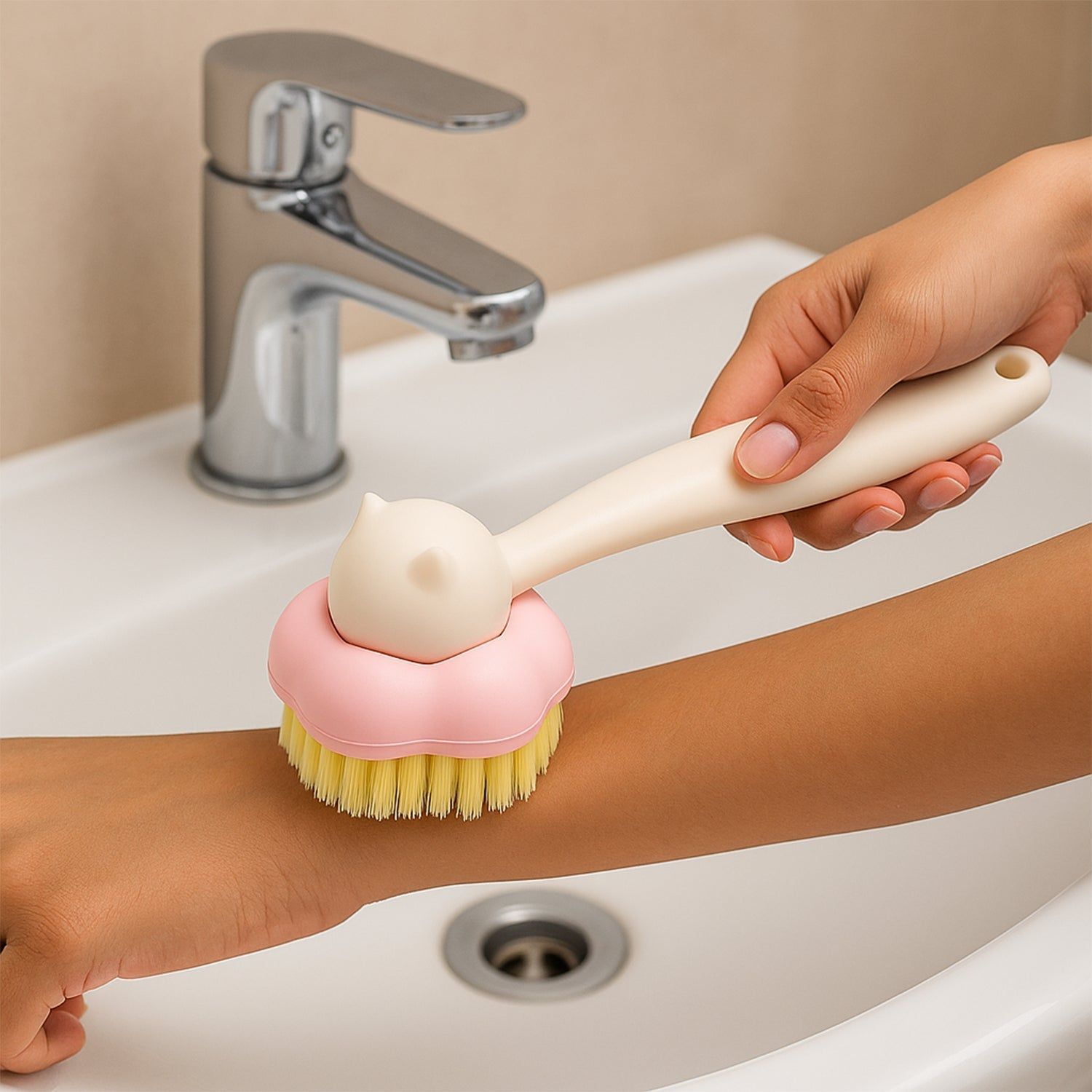 Soft Bristle Bath Brush with Long Handle (1 Pc)