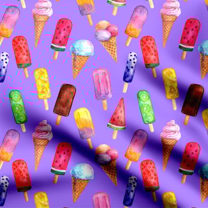 Pull Ice Cream Print Fabric-Cotton