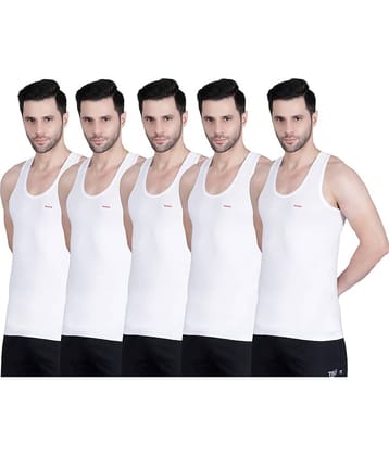 TF Pack of 5 Cotton Blend Basic Vest For Men ( White )