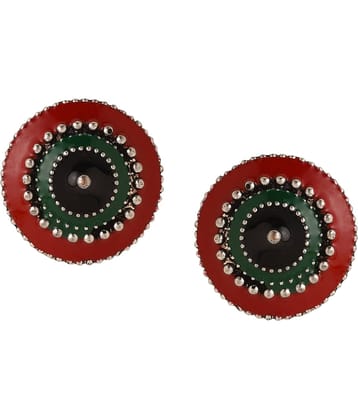 VIRAASI - Red Stud Earrings ( Pack of 1 )