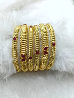 Shinde shahi kada with pink stone bangles