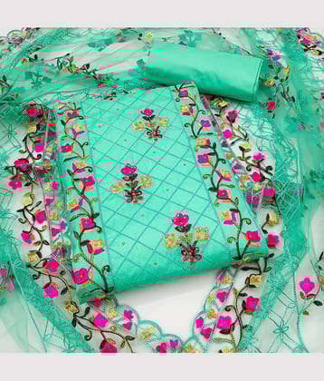 Gazal Fashions - Unstitched Sea Green Cotton Blend Dress Material ( Pack of 1 )